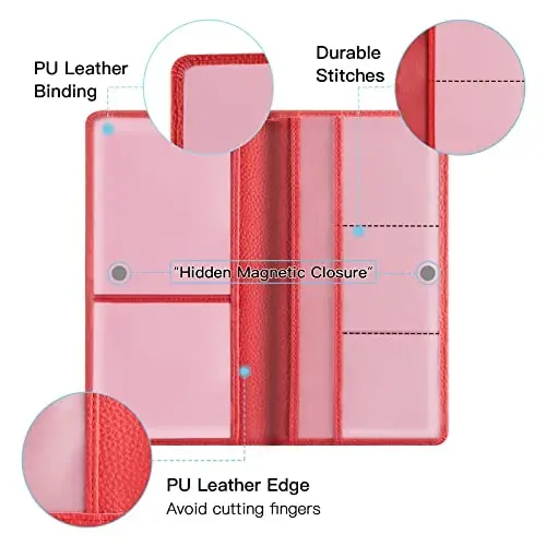 Valardoh Premium Car Registration and Insurance Card Holder, Car Document Holder for Cards, Driver License & other Essential Documents (Red) - VALARDOH (1)