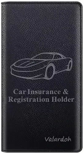 Valardoh Premium Car Registration and Insurance Card Holder, Car Document Holder for Cards, Driver License & other Essential Documents (Black) - 1