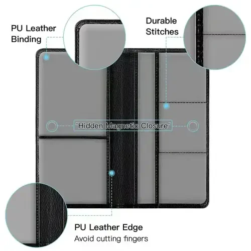 Valardoh Premium Car Registration and Insurance Card Holder, Car Document Holder for Cards, Driver License & other Essential Documents (Black) - 4