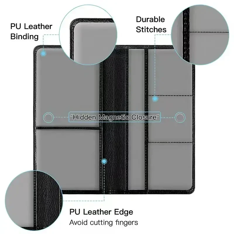 Valardoh Premium Car Registration and Insurance Card Holder, Car Document Holder for Cards, Driver License & other Essential Documents (Black) - 4