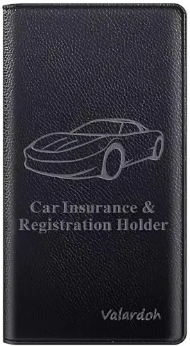 Valardoh Premium Car Registration and Insurance Card Holder, Car Document Holder for Cards, Driver License & other Essential Documents (Black) - 1