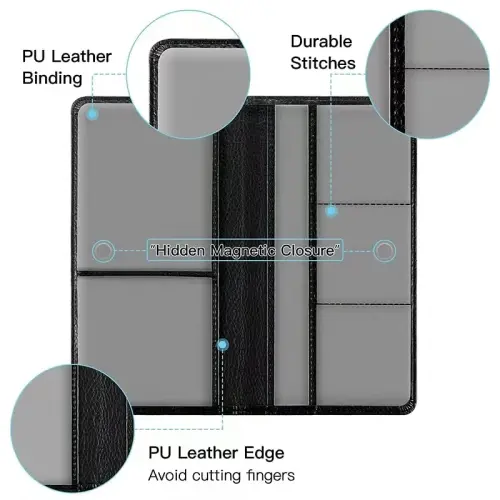 Valardoh Premium Car Registration and Insurance Card Holder, Car Document Holder for Cards, Driver License & other Essential Documents (Black) - 4