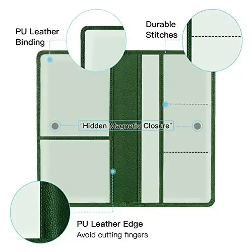 Valardoh Premium Car Registration and Insurance Card Holder, Car Document Holder for Cards, Driver License & other Essential Documents (Dark Green) - 2