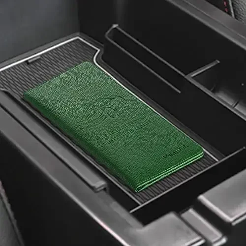 Valardoh Premium Car Registration and Insurance Card Holder, Car Document Holder for Cards, Driver License & other Essential Documents (Dark Green) - 7