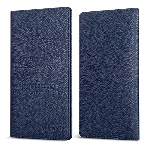 Valardoh Premium Car Registration and Insurance Card Holder, Car Document Holder for Cards, Driver License & other Essential Documents (Deep Blue) - 5