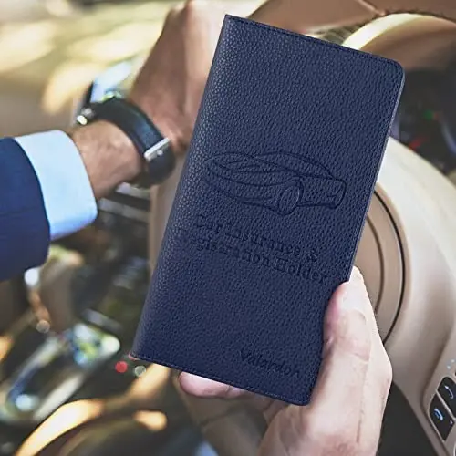 Valardoh Premium Car Registration and Insurance Card Holder, Car Document Holder for Cards, Driver License & other Essential Documents (Deep Blue) - 6