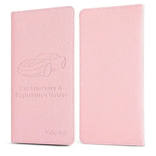Valardoh Premium Car Registration and Insurance Card Holder, Car Document Holder for Cards, Driver License & other Essential Documents (Pink) - 5
