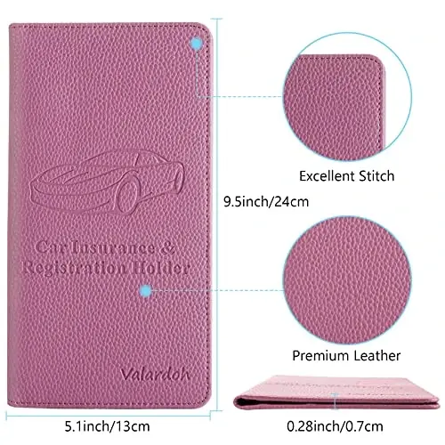 Valardoh Premium Car Registration and Insurance Card Holder, Car Document Holder for Cards, Driver License & other Essential Documents (Purple) - 4