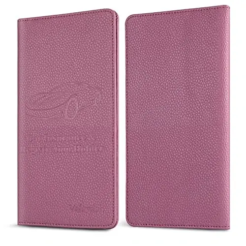 Valardoh Premium Car Registration and Insurance Card Holder, Car Document Holder for Cards, Driver License & other Essential Documents (Purple) - 5