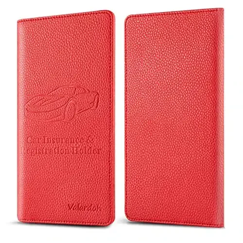 Valardoh Premium Car Registration and Insurance Card Holder, Car Document Holder for Cards, Driver License & other Essential Documents (Red) - 5