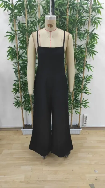 Valencia Jumpsuit with Straps and Side Zipper Wide Leg - 3