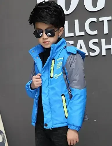 Vinmin Latest Boys Thicken Fleece Hooded Jacket Warm Quilted Coat Outdoor Cool Cute Fashion for Winter Autumn Spring - 5