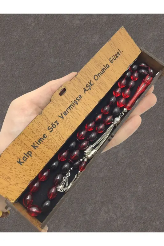 Valentine's Day Rosary, Red Black Glazed Wooden Box Rosary-red black - 1