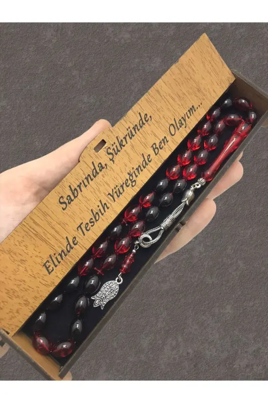 Valentine's Day Rosary, Red Black Glazed Wooden Box Rosary-red black - KANUNİ TESBİH