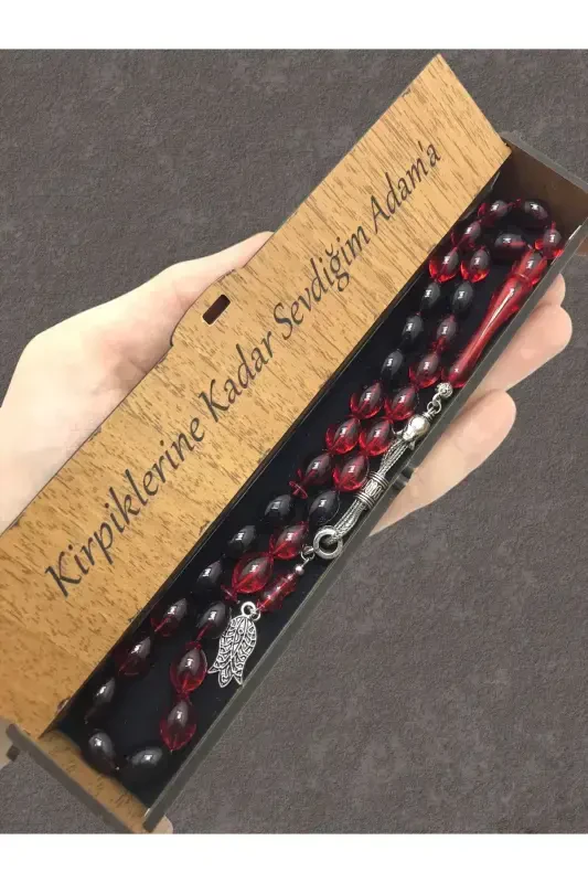 Valentine's Day Rosary, Red Black Glazed Wooden Box Rosary-red black - 1