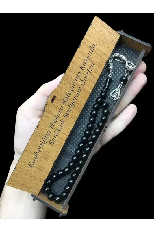 Valentine's Day Special, Gift for Lover, Rosary for Father, Wooden Boxed Oltu Rosary, Gift Rosary-box20 - KANUNİ TESBİH