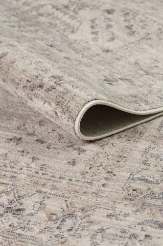 Valeria %100 Polyester Vintage Modern Dokuma Salon Oturma Odası Halısı-KREM - 6