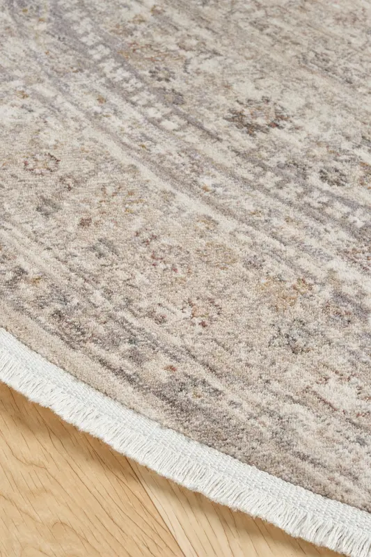 Valeria %100 Polyester Vintage Modern Dokuma Salon Oturma Odası Halısı-Bej - 3