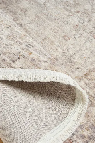 Valeria %100 Polyester Vintage Modern Dokuma Salon Oturma Odası Halısı-Bej - 5