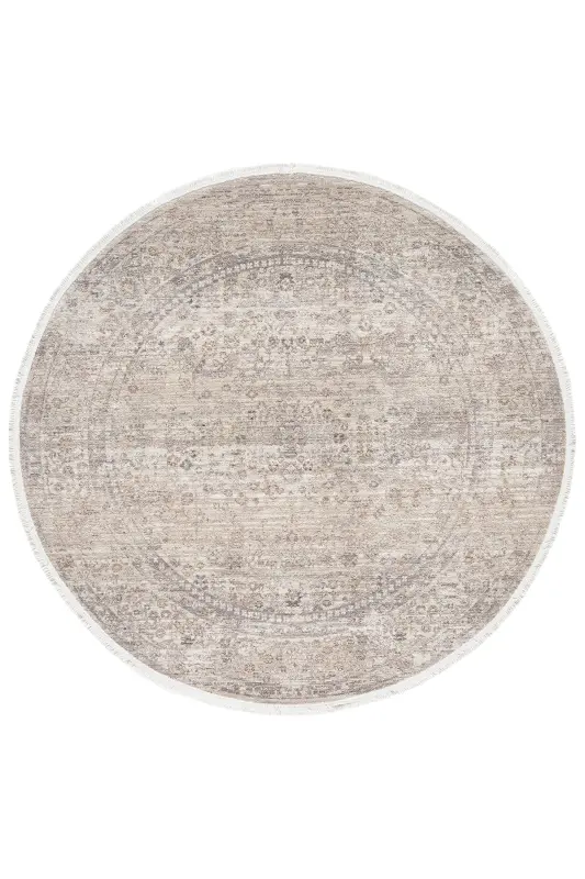 Valeria %100 Polyester Vintage Modern Dokuma Salon Oturma Odası Halısı-Bej - 2