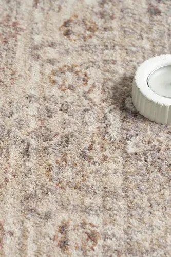 Valeria %100 Polyester Vintage Modern Dokuma Salon Oturma Odası Halısı-Bej - 4