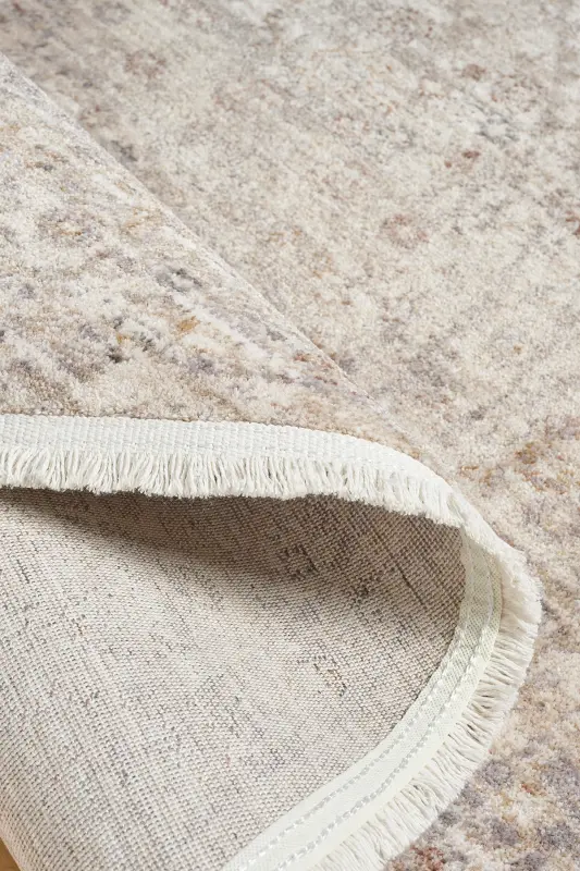 Valeria %100 Polyester Vintage Modern Dokuma Salon Oturma Odası Halısı-Bej - 5