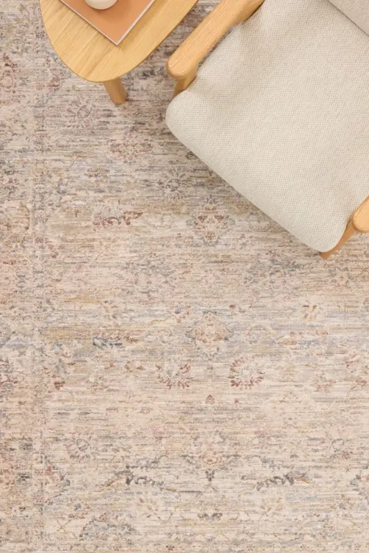 Valeria 100% Polyester Vintage Modern Woven Living Room Carpet - Beige - 1