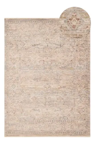 Valeria %100 Polyester Vintaj Zamonaviy Toʻqilgan Mehmonxona va Mehmonxona Xonasi Gilami - Bej - 4
