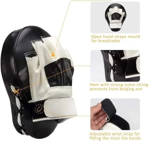 Valleycomfy Boxing Curved Focus Punching Mitts- Leatherette Training Hand Pads - 2