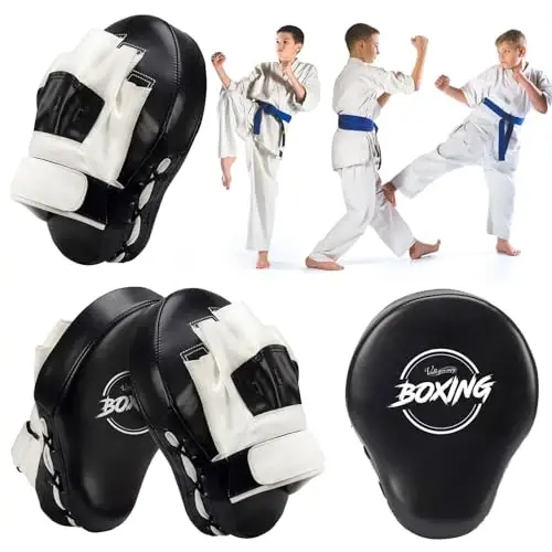 Valleycomfy Boxing Curved Focus Punching Mitts- Leatherette Training Hand Pads - 5