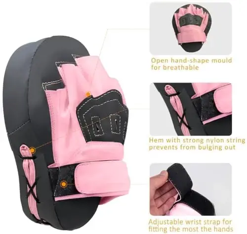 Valleycomfy Boxing Curved Focus Punching Mitts- Leatherette Training Hand Pads - 2