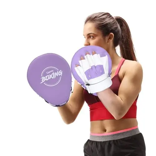 Valleycomfy Boxing Curved Focus Punching Mitts- Leatherette Training Hand Pads - 6