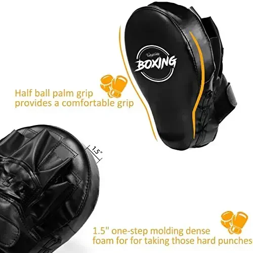 Valleycomfy Boxing Curved Focus Punching Mitts- Leatherette Training Hand Pads - 6