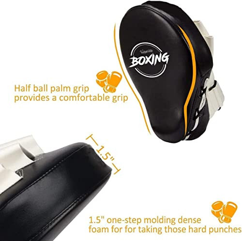 Valleycomfy Boxing Curved Focus Punching Mitts - Leatherette Training Hand Pads - 3