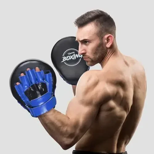 Valleycomfy Boxing Curved Focus Punching Mitts- Leatherette Training Hand Pads - 6