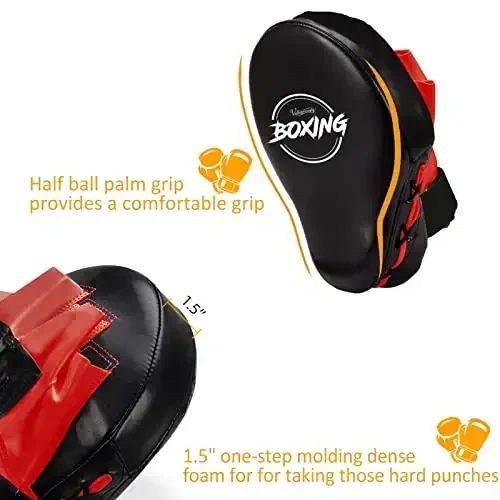 Valleycomfy Boxing egri fokusli zarba berish qo'lqoplari - Charmdan yasalgan mashq qo'l yostiqchalari - 3