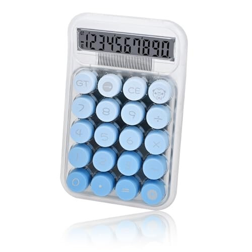 Valtiner Cute Desktop Calculator, Clear LCD Display Simple Basic Desk Calculators for Business Office Supplies, Big Buttons 10 Digit (Blue) - VALTINER
