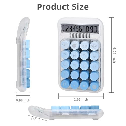 Valtiner Cute Desktop Calculator, Clear LCD Display Simple Basic Desk Calculators for Business Office Supplies, Big Buttons 10 Digit (Blue) - VALTINER (1)