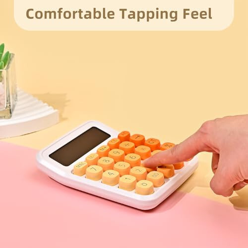 Valtiner Gradient Calculators Desktop, 12 Digit Basic Calculator with Big Buttons, Sensitive Aesthetic Desk Accessories Large LCD for Office School (Orange) - 6