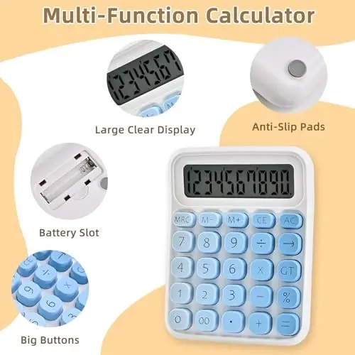 Valtiner Gradient Calculators Desktop, 12 Digit Basic Calculator with Big Buttons, Sensitive Aesthetic Desk Accessories Large LCD for Office School (Orange) - 13