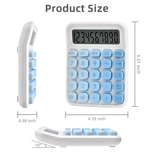 Valtiner Gradient Calculators Desktop, 12 Digit Basic Calculator with Big Buttons, Sensitive Aesthetic Desk Accessories Large LCD for Office School (Orange) - 3