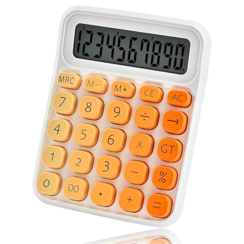 Valtiner Gradient Calculators Desktop, Katta tugmali 12 xonali oddiy kalkulyator, sezgir estetik stol aksessuarlari Ofis maktab uchun katta LCD (to'q sariq) - 1