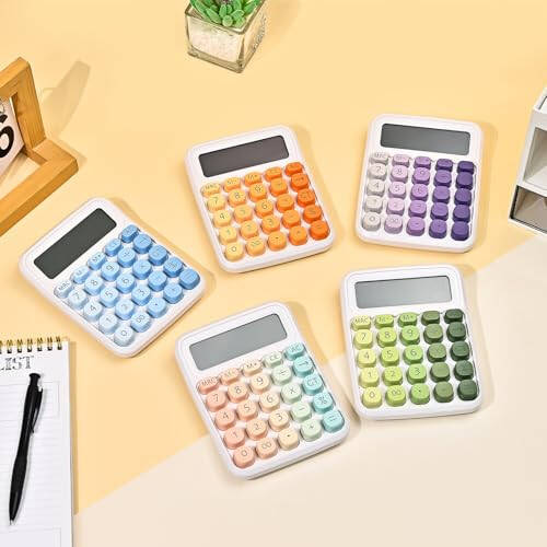 Valtiner Gradient Calculators Desktop, 12 Digit Basic Calculator with Big Buttons, Sensitive Aesthetic Desk Accessories Large LCD for Office School (Blue) - 1
