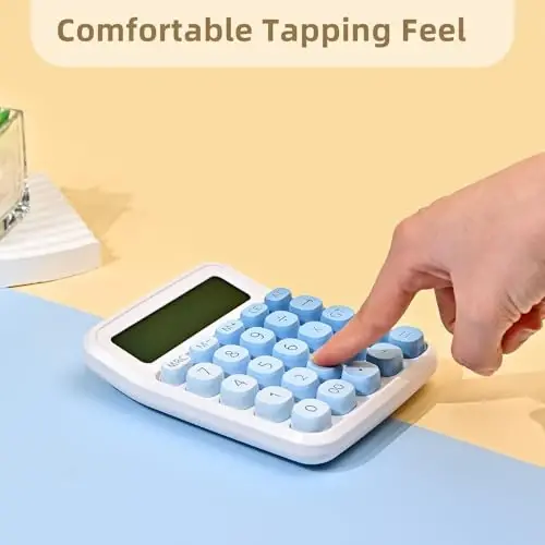 Valtiner Gradient Calculators Desktop, 12 Digit Basic Calculator with Big Buttons, Sensitive Aesthetic Desk Accessories Large LCD for Office School (Blue) - 7