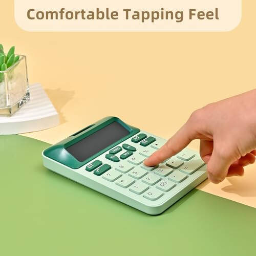 Valtiner Solar Calculators Desktop, 12 Digit Basic Calculator with Big Buttons, Sensitive Aesthetic Desk Accessories Large LCD for Office School (Green) - 6