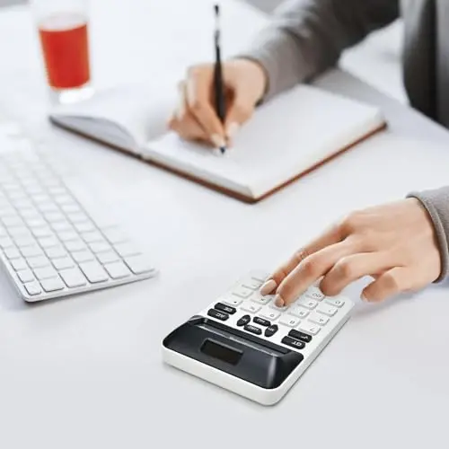 Valtiner Solar Calculators Desktop, 12 Digit Basic Calculator with Big Buttons, Sensitive Aesthetic Desk Accessories Large LCD for Office School (Green) - 5