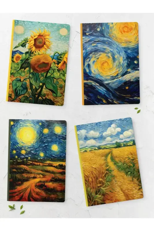 Van Gogh Notebook Set - Art Themed - 4 Pieces - 14cm*20cm - 64 Pages - Plain - Van Gogh - 1