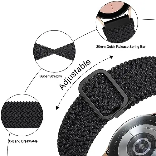 Vancle Amazfit GTR 4 / GTR 3 Pro uchun Braided Solo Loop Band, 22 mm tez chiqariladigan Amazfit Bip 5 Bands ayollar erkaklar uchun almashtiriladigan bilaguzuk - 3