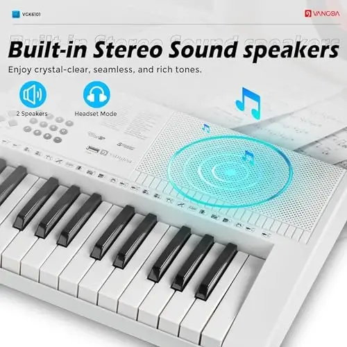 Vangoa Electric Piano Keyboard 61 Light Up Key with Stand for Beginners | Full size keys, 3 learning modes, 600 tones, 400 rhytModazone, 50 demos, height adjustable stand for adults teens kids girls - 5