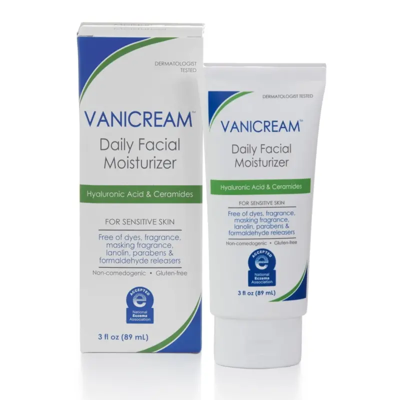 Vanicream Daily Facial Moisturizer with Hyaluronic Acid and Ceramides for Sensitive Skin, 3 fl oz - 1